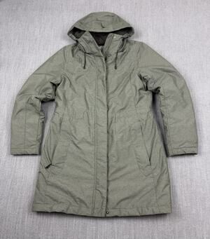 LL Bean Women’s XS Long Winter Coat Hooded Fleece Lined Olive Green Jacket